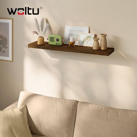 WOLTU 1x Wandregal, Wandboard Schweberegal, Hängeregale Büroregal, Freischwebendes Regal für Bücher, Bilder, 100x22.9x3.8cm, Vintage Braun (1/5)