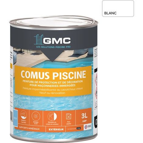 COMUS PISCINE GMC - Blanc 3L - Peinture pour piscines et maçonnerie en immersion - COMUS