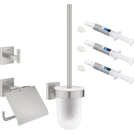 Set de accesorios para WC 3 en 1 GROHE Start Cube supersteel + 3 GROHE QuickGlue
