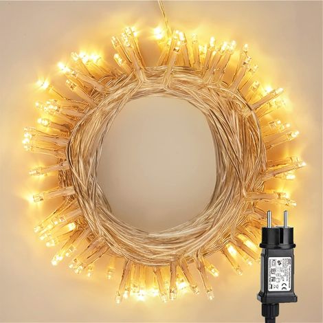 Guirlande Lumineuse Intérieur Electrique, 10M 100 LED Blanc Chaud Sapin de Noël Guirlande 8 Modes Etanche Décorative Lumières pour Extérieure Noël Maison Fête Mariage Chambre Festival Soirée (1/5)