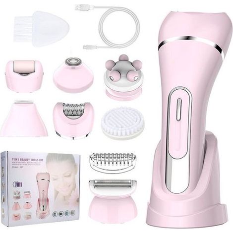 Appareil d'épilation 7 en 1 pour femmes, rasoir électrique et rasoir facial avec écran LED, convient pour le visage, les sourcils et le nez.