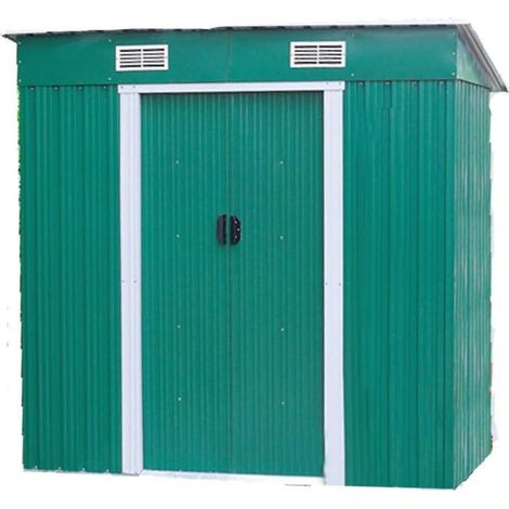 CASETTA DA GIARDINO PORTA ATTREZZI IN LAMIERA VERDE MEDIUM STORE 185X121X194 CM (1/5)