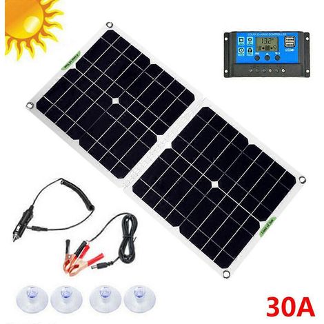 Chargeur Solaire Pliable 12V 5V USB avec Panneaux et Contrôleur 30A - Outil de Survie Énergétique (1/4)