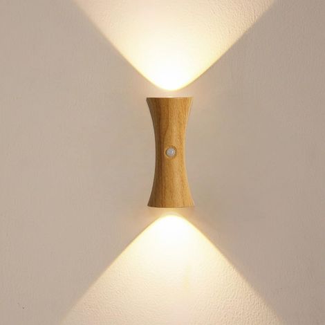 Applique murale LED multicolore à changement de couleur, rechargeable par USB, lampe murale magnétique LED avec détecteur de mouvement, pour chambre à coucher, escaliers, armoires, décoration (marron) (1/5)