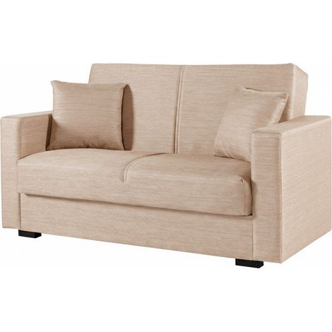 Divano 2 Posti Con Contenitore Moderno Salvaspazio Con Meccanismo Click-Clack E Imbottitura A Molle Design Moderno Ideale Per Soggiorno Salotto Ufficio Cameretta 152.5 x 80 x 87 Cm Beige