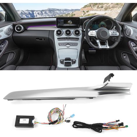 Modification pour Mercedes-Benz Classe C W205 (2019-2021) : panneau d'éclairage d'ambiance côté passager 64 couleurs, conduite à droite, sans logo. (1/5)