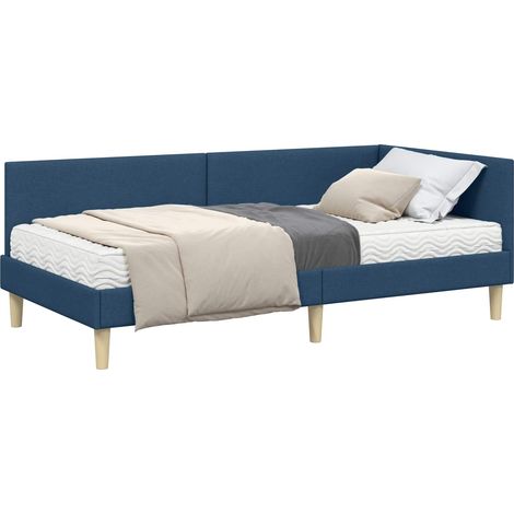 Maison Exclusive - Struttura Letto Angolare con Materasso Altro 2 pcs Blu Tessuto (1/5)