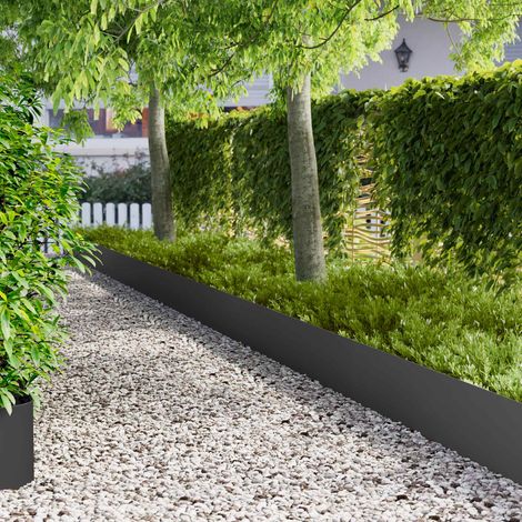 vidaXL Borde de Césped 20 uds. 100 x 22 cm Acero Negro (1/5)