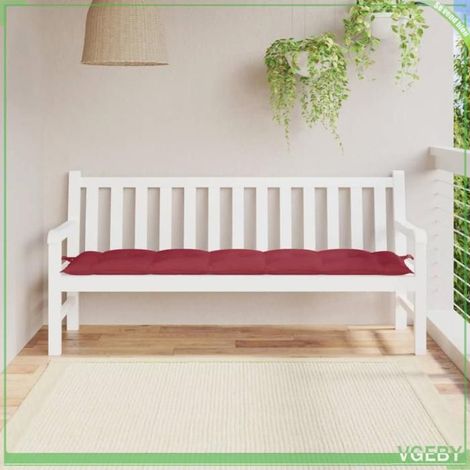 361630 Coussin de banc de jardin rouge bordeaux 180x50x7 cm (1/5)