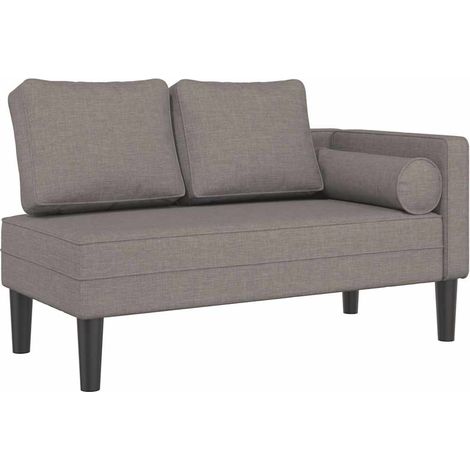 Méridienne chaise longue canapé pour intérieur avec coussins taupe tissu taupe DEC026102