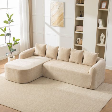 Canapé modulable compressé en tissu chenille, rembourrage en mousse haute élasticité 30D. Facile à déplacer et doté d’un dessous antidérapant, idéal pour le salon et d’autres pièces. kaki clair (1/5)