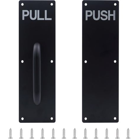 Ensemble de poignées de porte coulissante en alliage d'aluminium, poignées de porte coulissante robustes noires de 300 x 80 mm, parfaites pour garage, restaurant et lieu d'affaires (1/5)