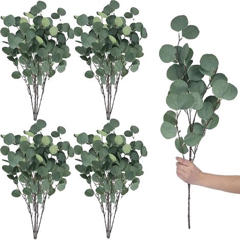 Ramas artificiales de eucalipto, 78 cm, diseño realista, 3 piezas, verde (1/2)