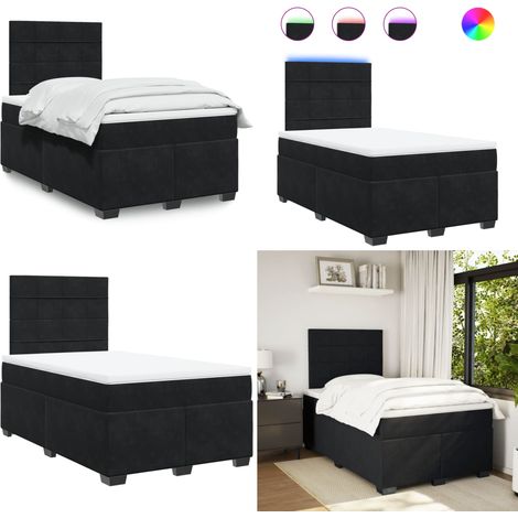Boxspringbett mit Matratze Schwarz 120x190 cm Samt - Boxspringbett - Doppelbett - Samtbett - LED Beleuchtung - Höhenverstellbares Kopfteil - Home & Living (1/5)