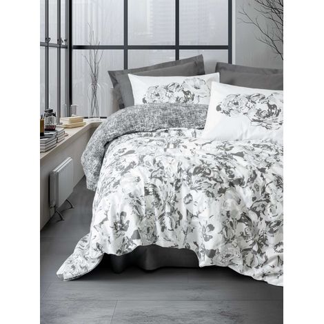 Funda nórdica, funda nórdica, ropa de cama Set 100% Algodón Antracita (1/2)