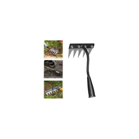 Bardusch-Râteau de désherbage 5/6/7/8 dents, outil de désherbage avec manche, râteau de jardin en métal robuste, râteau pour désherber, ameublir le sol et semer (5 dents)