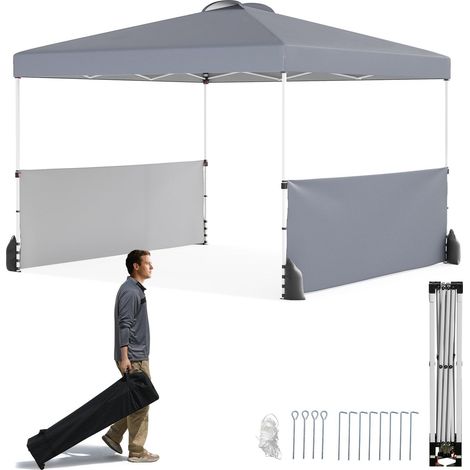 Faltpavillon 3x3m mit 2 seitenwanden tasche grau