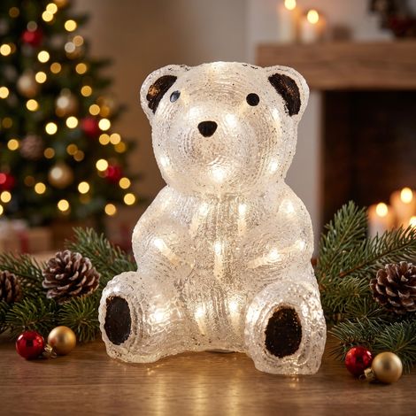 Osito sentado luminoso de 30 cm con 40 LED para interior y exterior (1/2)