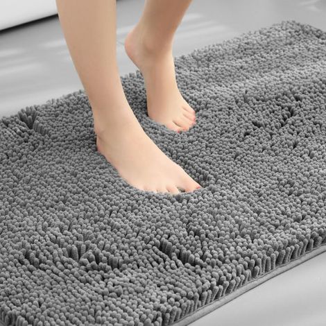 Tapis de bain,tapis chenille à cheveux longs,tapis de sol de baignoire de salle de bain,entrée de - dark grey-TPR-400MMx600MM[A]