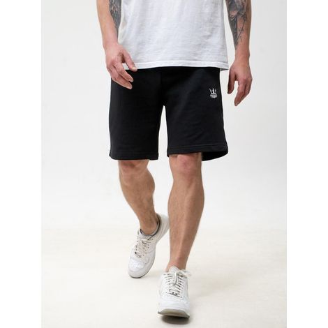 Pantaloncini da uomo Jigga Wear con ricamo a corona, colore nero/bianco, taglia L (1/5)