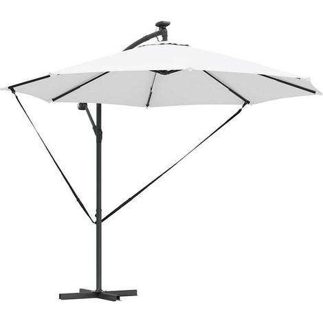 Parasol de plage, 294 x 294 x 248 cm, en polyester et aluminium. (1/2)