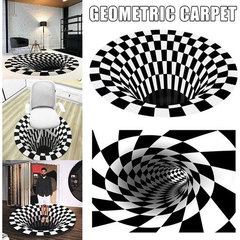 Tapis Vortex Illusion 3D à effet pliable, imprimé, pour chambre, salon ou bureau, 40 x 60 cm, rond. (1/4)