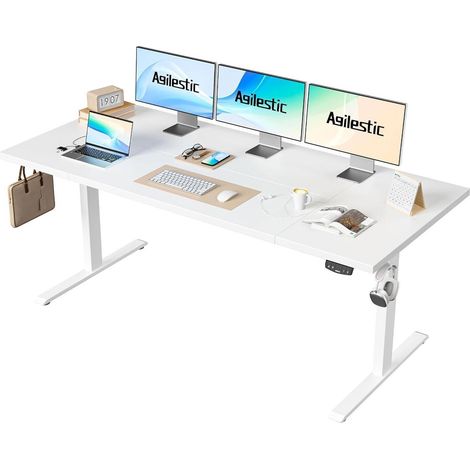 Schreibtisch Höhenverstellbar Elektrisch Memory Steh Weiß 180 x 80 cm (1/5)