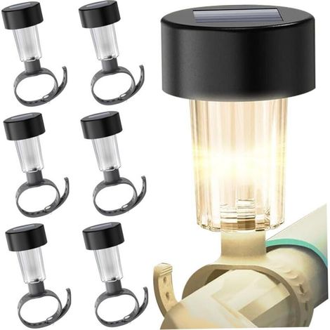 Lampes solaires pour clôtures en grillage, lot de 6 lampes solaires pour piscine, lampes solaires étanches pour clôtures de jardin, éclairage pour piscines hors sol, accessoires décoratifs pour piscin