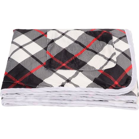 Châle chauffant USB, couverture chauffante à 3 niveaux, motif à carreaux, avec bouton pour la maison (1/5)