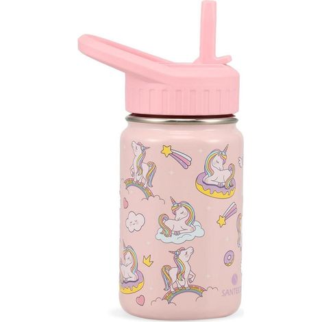 Bouteille enfant inox 350ml avec paille, isotherme, sans BPA, motif licorne (1/5)