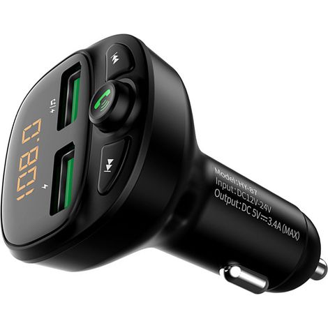 Chargeur Voiture USB Double Port Bluetooth Kit Mains Libres QC3.0 Charge Rapide Allume-Cigare 2 Prises (1/5)