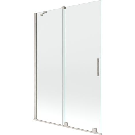 Paroi de baignoire coulissante à 2 panneaux Mexen Velar 120 x 150 cm, transparent, nickel brossé - 896-120-000-01-97 (1/2)