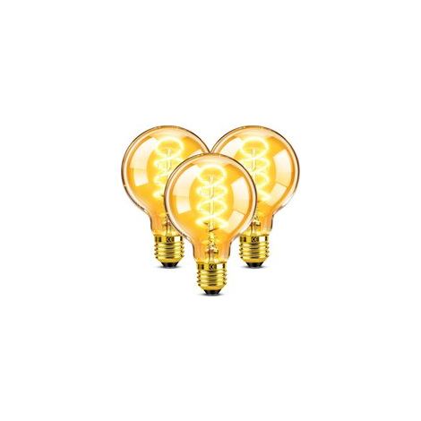 Vintage 4W dimmbare Edison E27 LED-Lampe, entspricht 40W Glühlampe, warmweiß (2200K), bernsteinfarbenes Glas, G80-Glühbirne, antike Dekolampe für Cafés und Restaurants, 3er-Pack (1/5)