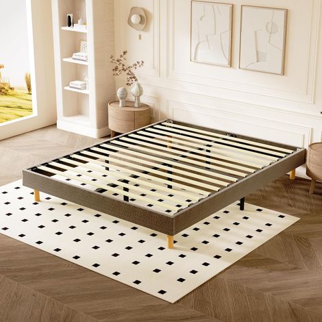 Dewinner – Sommier tapissier 160x200cm – 9 pieds en bois massif – Hauteur 29 cm – 2x14 lattes pour soutien optimal – Confort amélioré