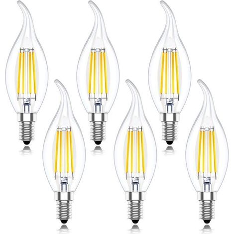 Ampoule LED E14, ampoule flamme, blanc chaud (2700K), 4W équivalent 40W, 400lm, lot de 6 (1/5)