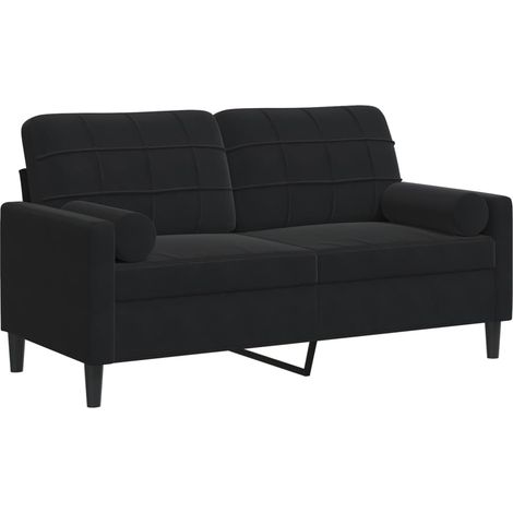 Canapé 2 places,Sofa pour Salon,Banquette avec oreillers décoratifs noir 140 cm velours CFW692499 (1/5)