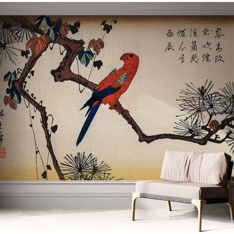 Tapete Selbstklebend - Fototapete mit Motiv - Wandtapete modern - Wanddeko Vogel auf einem Ast 312x219 cm (1/5)