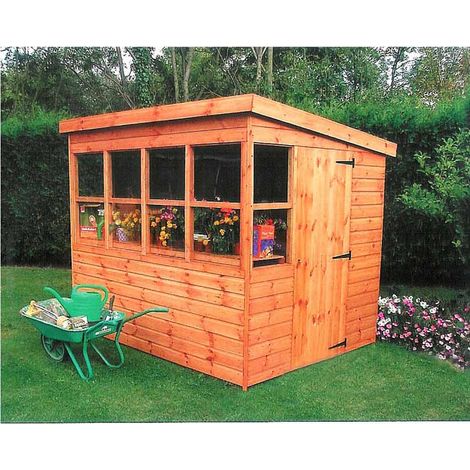 Sun Pent 6 x 6 Feet Single Door with Six Windows Dip Treated Wooden Garden Potting Shed