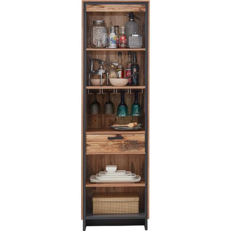 Etagère Delano avec tiroir - bois/anthracite