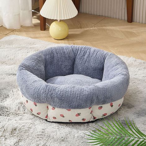 Nid Pour Chien - Lit Rond Épais Isolé Hiver - Design Semi-fermé Avec Bord Relevé - Tissu Velours Extérieur - Lavable En Machine - 40 x 27 cm (1/5)