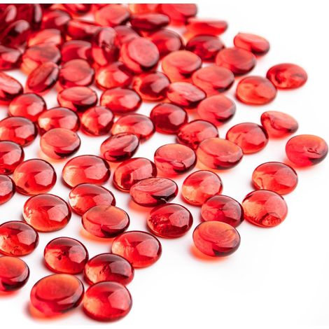 0.44 kg de Billes de Verre Rouge,Mini Perles de Verre Plat150 pcs pour Les remplisseurs de Vase,Roches d’Aquarium Mancala Gems pour Aquarium de Table(0,5'' 0,7'') (1/5)