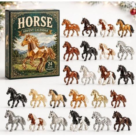 Kristall-Rennpferd-Adventskalender 2026, 2D-Überraschungsbox