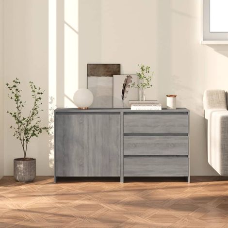 Lot de 2 Buffets Bahut Meubles de rangement Commode Sonoma gris Bois d'ingénierie BV760229 - BonneVie (1/5)