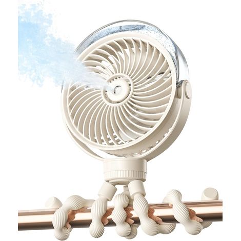 Beige Nebelventilator – Kinderwagen – Tragbarer Babyventilator mit Kühlspray – 4 Geschwindigkeitsstufen – Leise, wiederaufladbar – Für Reisen – Outdoor – Golfwagen – Autositz (1/5)