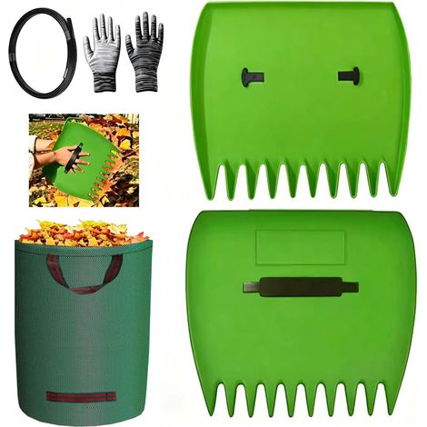 1 Paire ramasse Feuilles à Main avec Sac de Jardin 210L, râteau ramasse Feuilles, Design Ergonomique et Léger pour Ramasser Les Feuilles sans Effort, pour Feuilles, Herbe et déchets de Jardin (1/5)