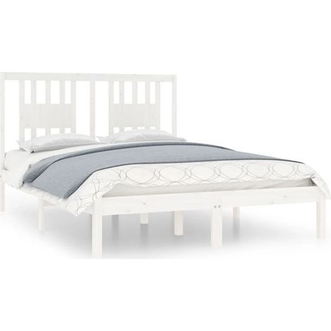 Maison Exclusive - Cadre de lit sans matelas blanc bois massif 140x190 cm