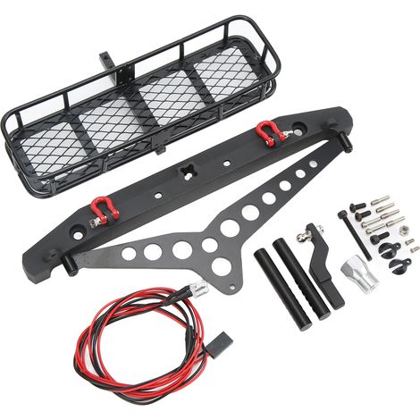 Pare-chocs arrière en alliage d'aluminium radiocommandé avec kit LED pour remorque pour voiture TRX‑4 SCX10 90046 SCX10III 1/10 (1/5)