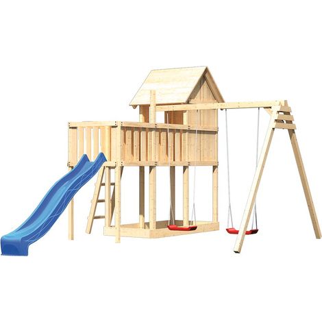Akubi Stelzenhaus Frieda natur Rutsche blau+DS+ABP