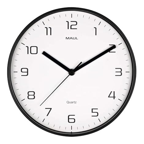 MAUL MAULdrip - Reloj de pared redondo de 25 cm, marco de plástico y cristal mineral, cuarzo