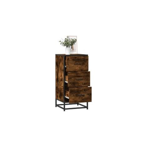 Buffet chêne fumé 35,5x35x76 bois d'ingénierie et métal (1/4)